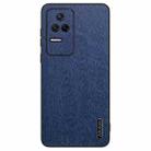 For Xiaomi Redmi K50 Pro Tree Bark Leather Shockproof Phone Case(Blue) - 1