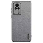 For Xiaomi Redmi K60E Tree Bark Leather Shockproof Phone Case(Grey) - 1