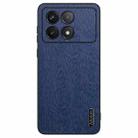 For Xiaomi Redmi K70 Tree Bark Leather Shockproof Phone Case(Blue) - 1