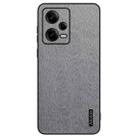 For Xiaomi Redmi Note 12 5G Global Tree Bark Leather Shockproof Phone Case(Grey) - 1