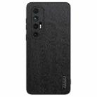 For Xiaomi Mi 10S Tree Bark Leather Shockproof Phone Case(Black) - 1
