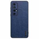 For Xiaomi Mi 10S Tree Bark Leather Shockproof Phone Case(Blue) - 1