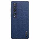 For Xiaomi Mi 10 Tree Bark Leather Shockproof Phone Case(Blue) - 1