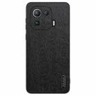 For Xiaomi Mi 11 Pro Tree Bark Leather Shockproof Phone Case(Black) - 1