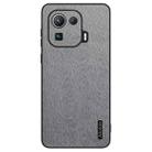 For Xiaomi Mi 11 Pro Tree Bark Leather Shockproof Phone Case(Grey) - 1