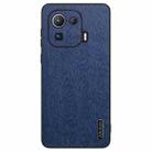 For Xiaomi Mi 11 Pro Tree Bark Leather Shockproof Phone Case(Blue) - 1