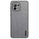 For Xiaomi Mi 11 Tree Bark Leather Shockproof Phone Case(Grey) - 1