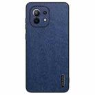 For Xiaomi Mi 11 Tree Bark Leather Shockproof Phone Case(Blue) - 1