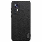 For Xiaomi 12 Tree Bark Leather Shockproof Phone Case(Black) - 1