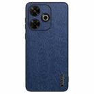 For Xiaomi Redmi Note 13R Tree Bark Leather Shockproof Phone Case(Blue) - 1