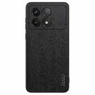 For Xiaomi Redmi K70E Tree Bark Leather Shockproof Phone Case(Black) - 1