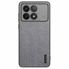 For Xiaomi Redmi K70E Tree Bark Leather Shockproof Phone Case(Grey) - 1