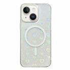 For iPhone 14 Plus Laser Love MagSafe TPU Phone Case(Transparent) - 1