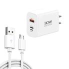 PD30W USB-C / Type-C + 8 Pin + USB Charger with USB to Micro USB Data Cable(US Plug) - 1