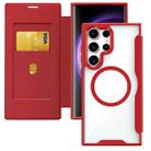 For Samsung Galaxy S24 Ultra 5G MagSafe RFID Blocking Adsorption Flip Leather Phone Case(Red) - 1