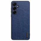 For Samsung Galaxy A55 Tree Bark Leather Shockproof Phone Case(Blue) - 1