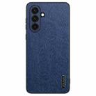 For Samsung Galaxy A36 Tree Bark Leather Shockproof Phone Case(Blue) - 1