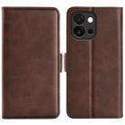 For OnePlus 13T Dual-side Magnetic Buckle Horizontal Flip Leather Phone Case(Brown) - 1