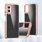 For Motorola Moto G Play 2024 Dual-Color Carbon Fiber Acrylic Hybrid TPU Phone Case(Orange) - 1