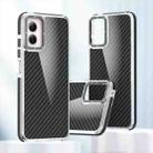 For Motorola Moto G Play 2024 Dual-Color Carbon Fiber Acrylic Hybrid TPU Phone Case(Black) - 1