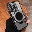 For iPhone 15 Pro Max MagSafe Rhinestone Mirror Glitter TPU Phone Case(Black) - 1