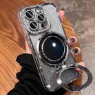 For iPhone 15 Pro Max MagSafe Rhinestone Mirror Glitter TPU Phone Case(Space Silver) - 1
