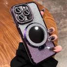 For iPhone 15 Pro Rhinestone Mirror Glitter MagSafe TPU Phone Case(Night Purple) - 1