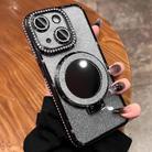For iPhone 15 Plus MagSafe Rhinestone Mirror Glitter TPU Phone Case(Black) - 1