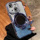 For iPhone 15 Plus MagSafe Rhinestone Mirror Glitter TPU Phone Case(Sierra Blue) - 1