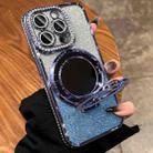 For iPhone 14 Pro MagSafe Rhinestone Mirror Glitter TPU Phone Case(Sierra Blue) - 1