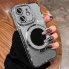 For iPhone 12 MagSafe Rhinestone Mirror Glitter TPU Phone Case(Space Silver) - 1