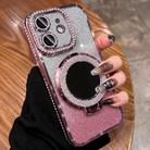 For iPhone 12 Rhinestone Mirror Glitter MagSafe TPU Phone Case(Sakura Pink) - 1