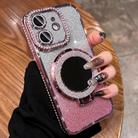 For iPhone 11 MagSafe Rhinestone Mirror Glitter TPU Phone Case(Sakura Pink) - 1