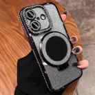 For iPhone 16 Rhinestone Mirror Glitter MagSafe TPU Phone Case(Black) - 1