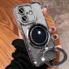 For iPhone 16 Rhinestone Mirror Glitter MagSafe TPU Phone Case(Space Silver) - 1