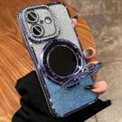 For iPhone 16 Rhinestone Mirror Glitter MagSafe TPU Phone Case(Sierra Blue) - 1