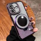 For iPhone 16 Plus Rhinestone Mirror Glitter MagSafe TPU Phone Case(Night Purple) - 1