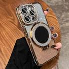 For iPhone 16 Pro Rhinestone Mirror Glitter MagSafe TPU Phone Case(Champagne Gold) - 1