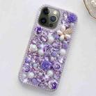 For iPhone 12 Pro Max Rose Hand-set Diamond PC Phone Case(Purple) - 1