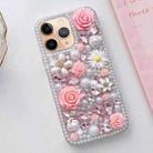 For iPhone 11 Pro Max Rose Hand-set Diamond PC Phone Case(Pink) - 1