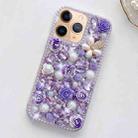 For iPhone 11 Pro Max Rose Hand-set Diamond PC Phone Case(Purple) - 1