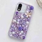 For iPhone XS Max Rose Hand-set Diamond PC Phone Case(Purple) - 1