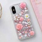 For iPhone X / XS Rose Hand-set Diamond PC Phone Case(Pink) - 1