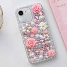 For iPhone 7 / 8  Rose Hand-set Diamond PC Phone Case(Pink) - 1