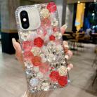 For iPhone XS Max Rose Hand-set Pearl Diamond PC Phone Case(Red) - 1