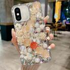 For iPhone XS Max Rose Hand-set Pearl Diamond PC Phone Case(Apricot) - 1