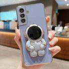 For Samsung Galaxy A15 5G Embrace Stars Electroplating Astronaut Holder Phone Case(Blue) - 1