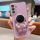 For Samsung Galaxy S24+ 5G Embrace Stars Electroplating Astronaut Holder Phone Case(Purple) - 1