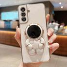 For Samsung Galaxy A34 5G Embrace Stars Electroplating Astronaut Holder Phone Case(White) - 1