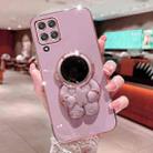 For Samsung Galaxy M53 Embrace Stars Electroplating Astronaut Holder Phone Case(Purple) - 1